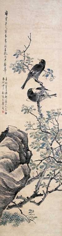 沙馥 1891年作 花鸟 立轴